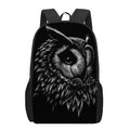 Black And White Owl Print 17 Inch Backpack