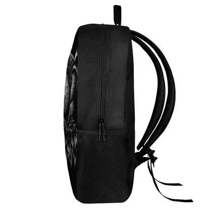 Black And White Owl Print 17 Inch Backpack