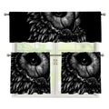 Black And White Owl Print 3 Piece Kitchen Curtains
