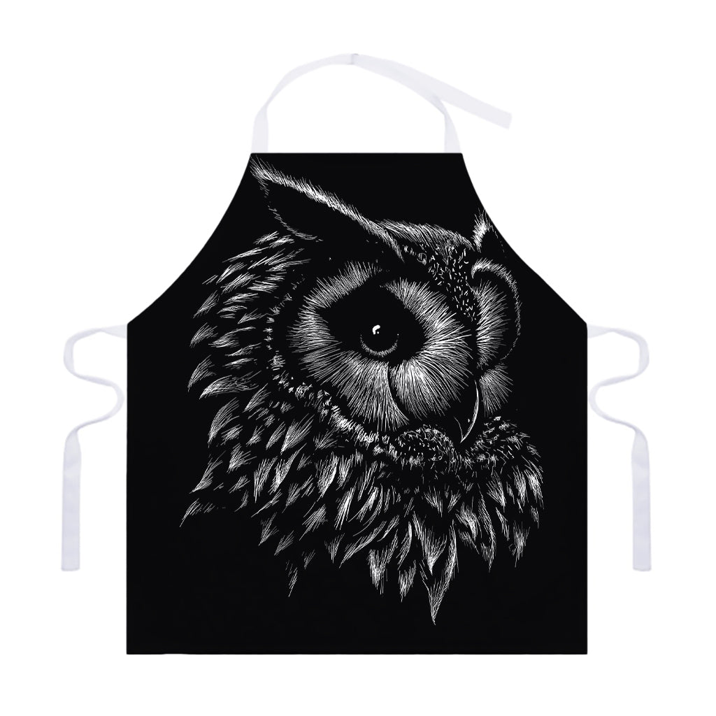 Black And White Owl Print Adjustable Apron