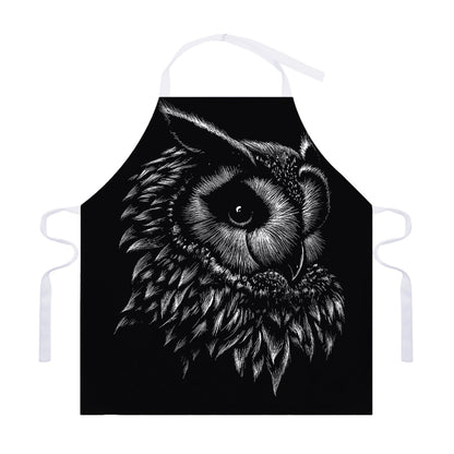 Black And White Owl Print Adjustable Apron