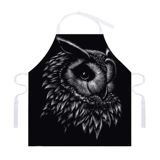 Black And White Owl Print Adjustable Apron