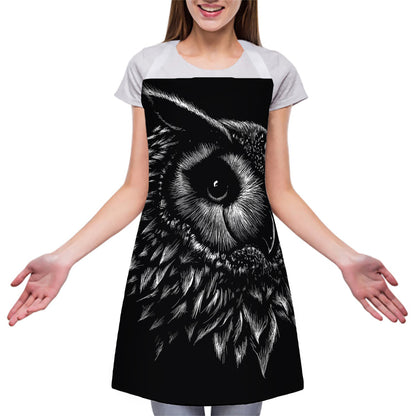 Black And White Owl Print Adjustable Apron