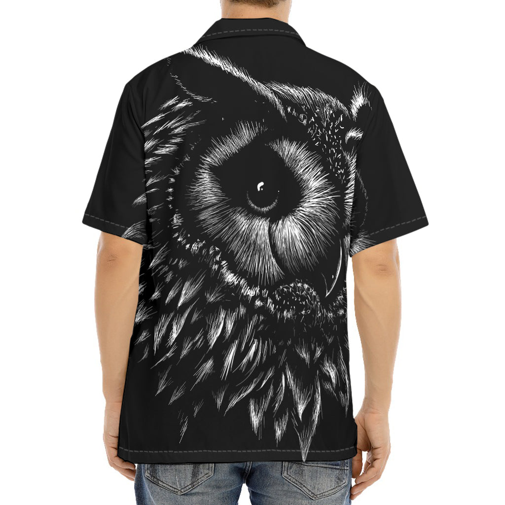 Black And White Owl Print Aloha Shirt