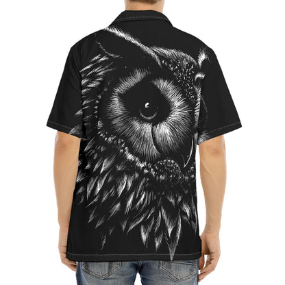 Black And White Owl Print Aloha Shirt