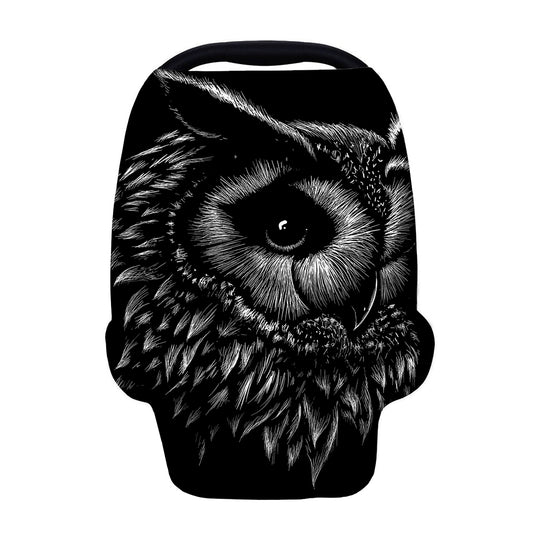 Black And White Owl Print Baby Seat Cover