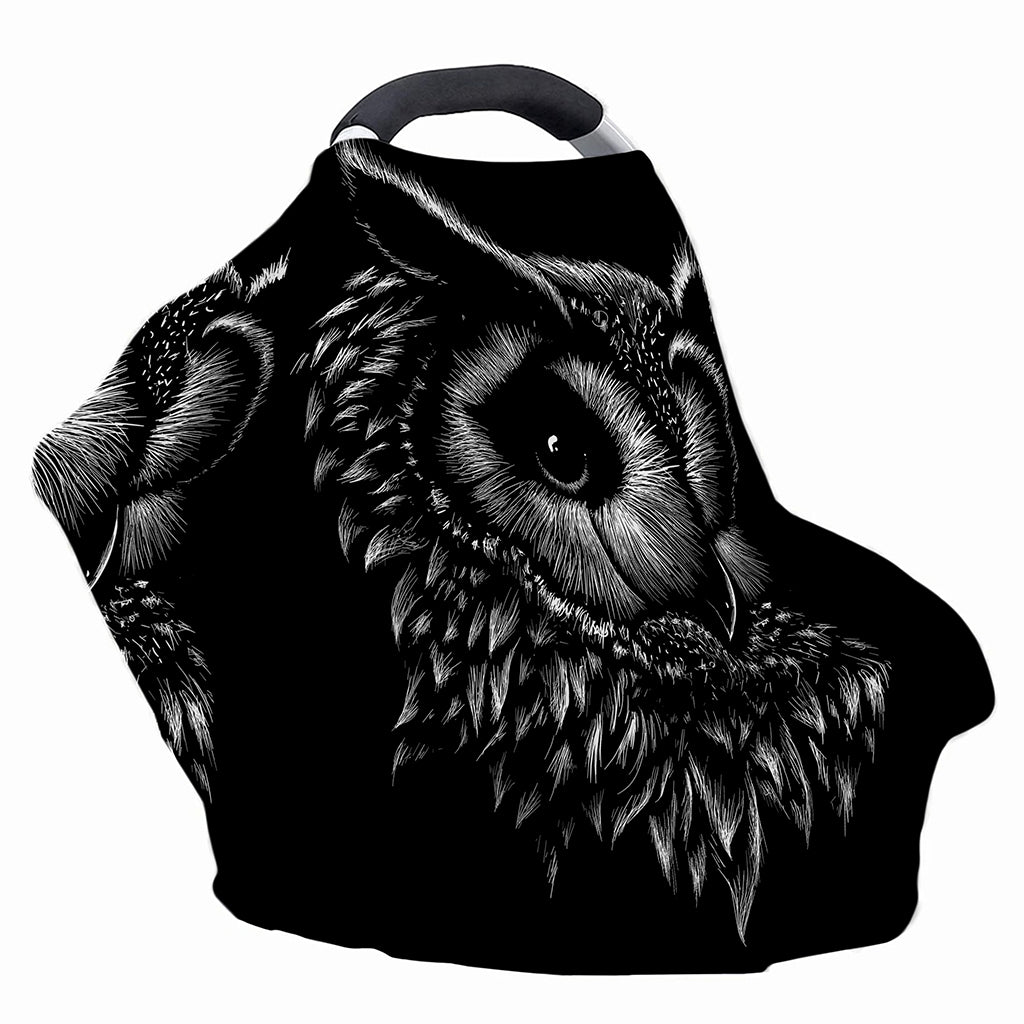 Black And White Owl Print Baby Seat Cover