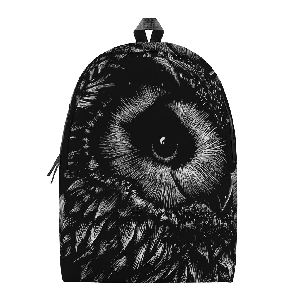Black And White Owl Print Backpack