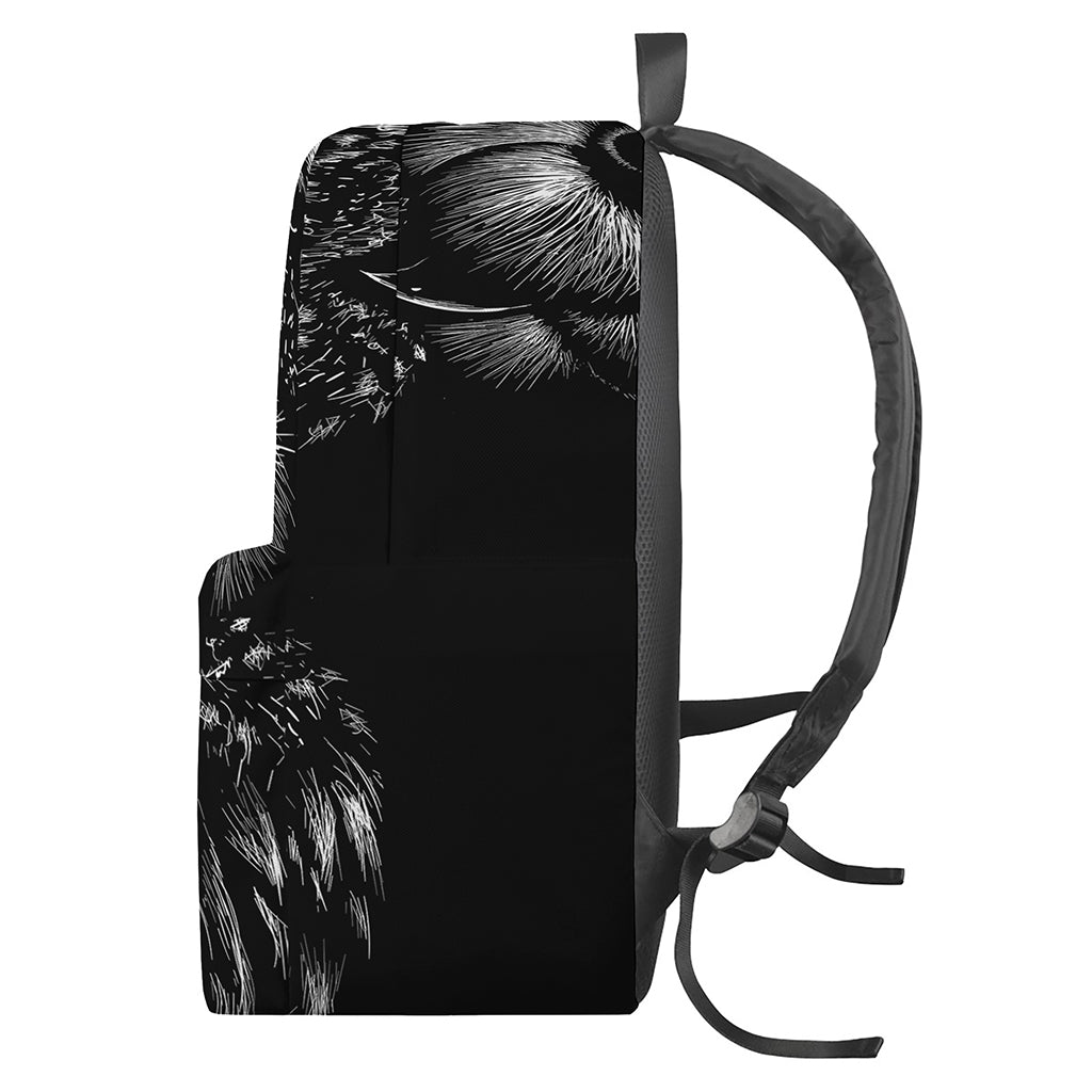 Black And White Owl Print Backpack