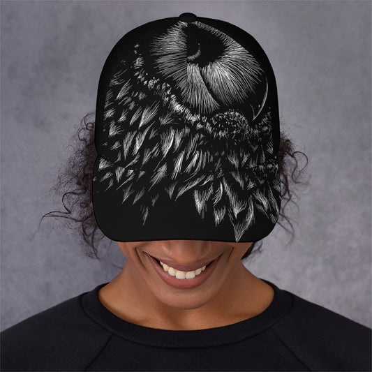 Black And White Owl Print Baseball Cap