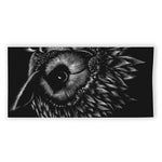 Black And White Owl Print Beach Towel