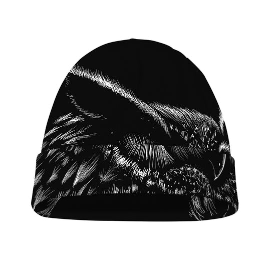 Black And White Owl Print Beanie