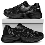 Black And White Owl Print Black Chunky Shoes