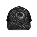 Black And White Owl Print Black Mesh Trucker Hat