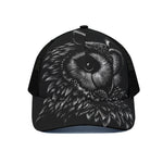 Black And White Owl Print Black Mesh Trucker Cap