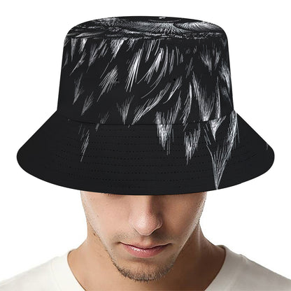 Black And White Owl Print Bucket Hat