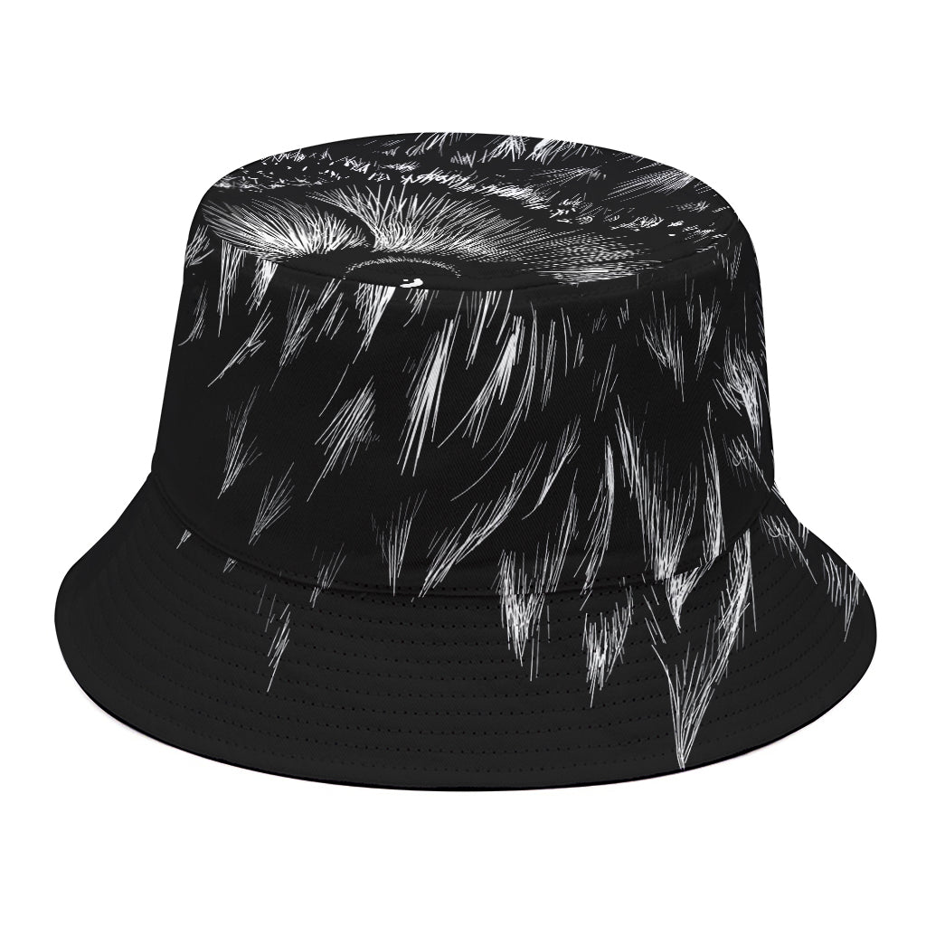 Black And White Owl Print Bucket Hat
