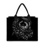Black And White Owl Print Canvas Tote Bag