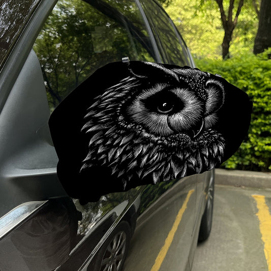 Black And White Owl Print Car Side Mirror Covers