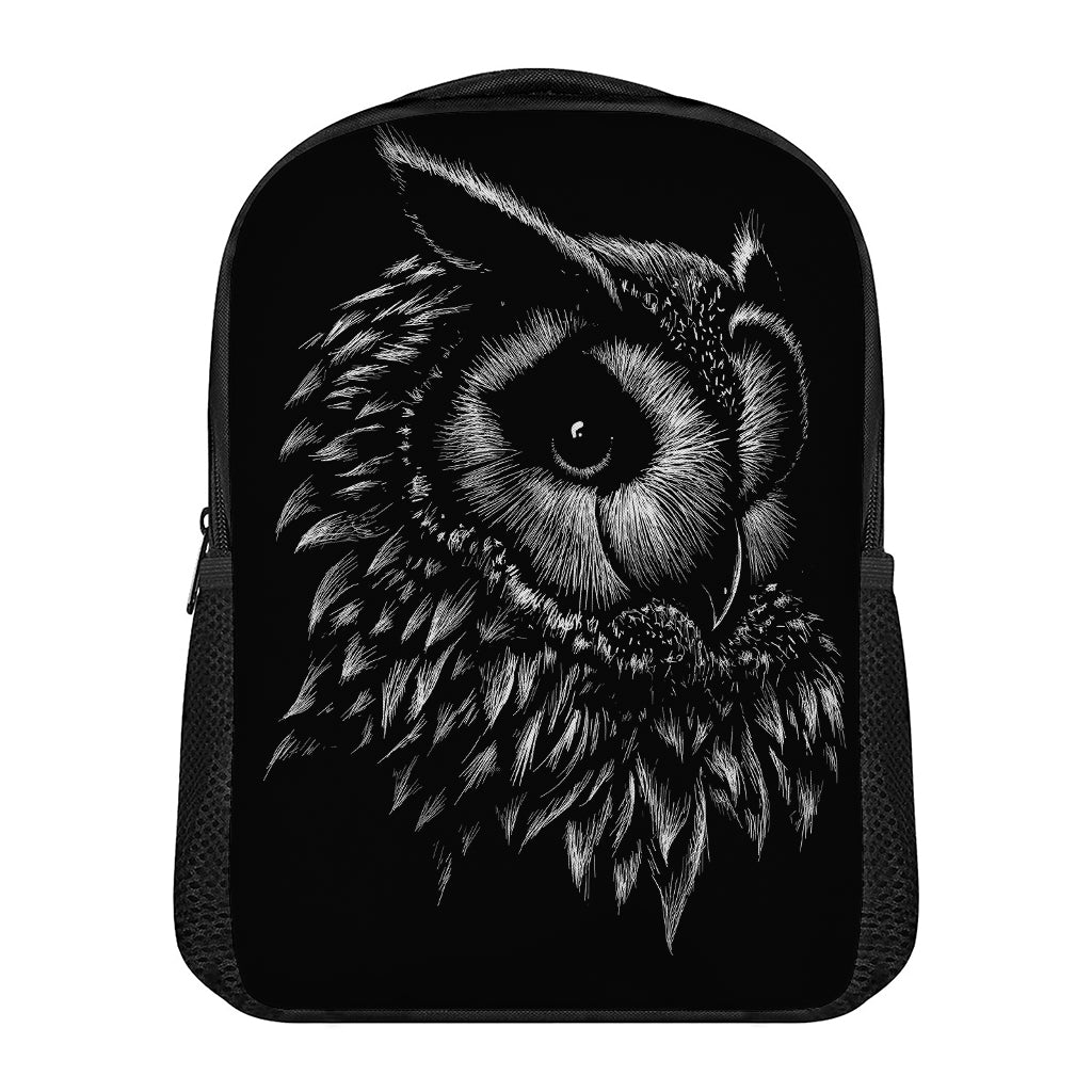 Black And White Owl Print Casual Backpack