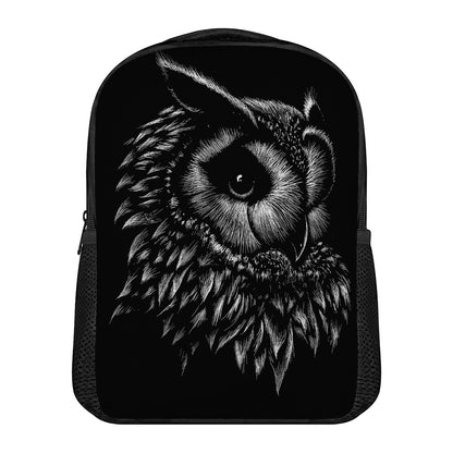 Black And White Owl Print Casual Backpack