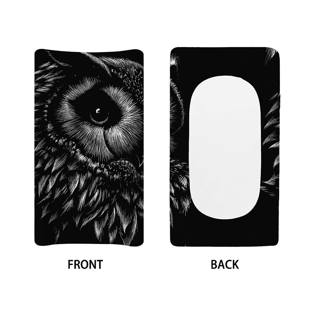 Black And White Owl Print Changing Pad Cover
