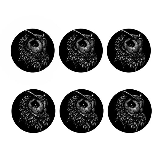 Black And White Owl Print Coaster Set