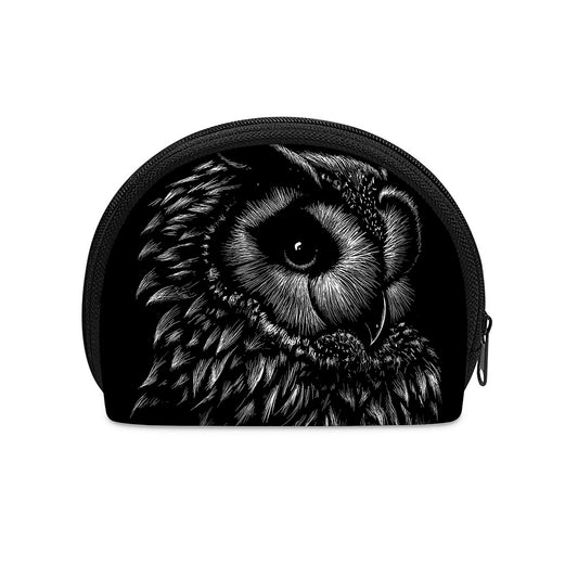 Black And White Owl Print Coin Purse