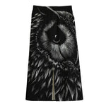 Black And White Owl Print Cotton Front Slit Maxi Skirt
