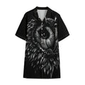 Black And White Owl Print Cotton Hawaiian Shirt