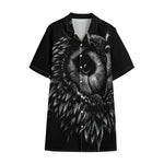 Black And White Owl Print Cotton Hawaiian Shirt