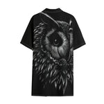 Black And White Owl Print Cotton Hawaiian Shirt