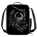 Black And White Owl Print Crossbody Lunch Bag