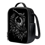 Black And White Owl Print Crossbody Lunch Bag