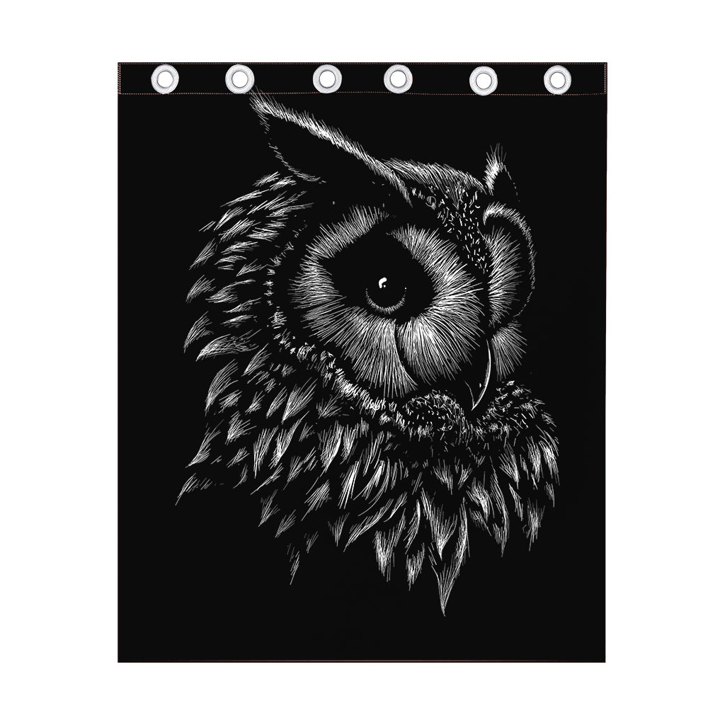 Black And White Owl Print Curtain