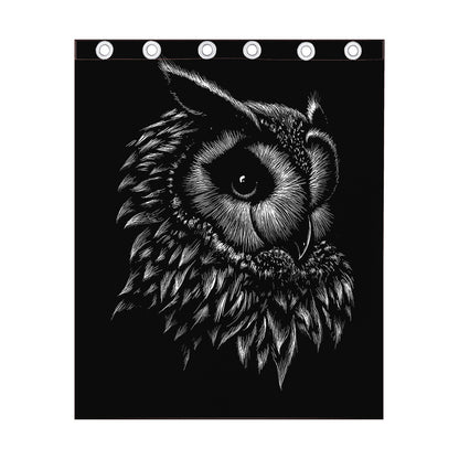 Black And White Owl Print Curtain