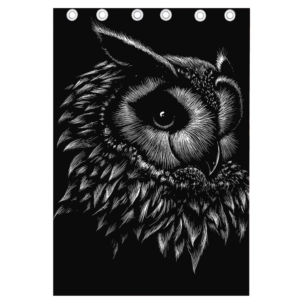 Black And White Owl Print Curtain