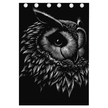 Black And White Owl Print Curtain