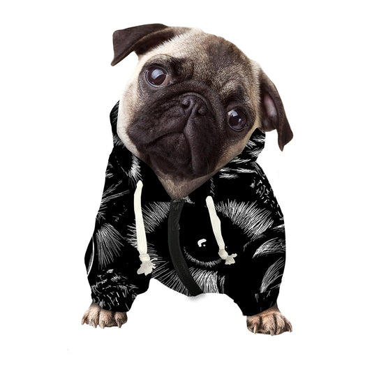 Black And White Owl Print Dog Zip Up Hoodie
