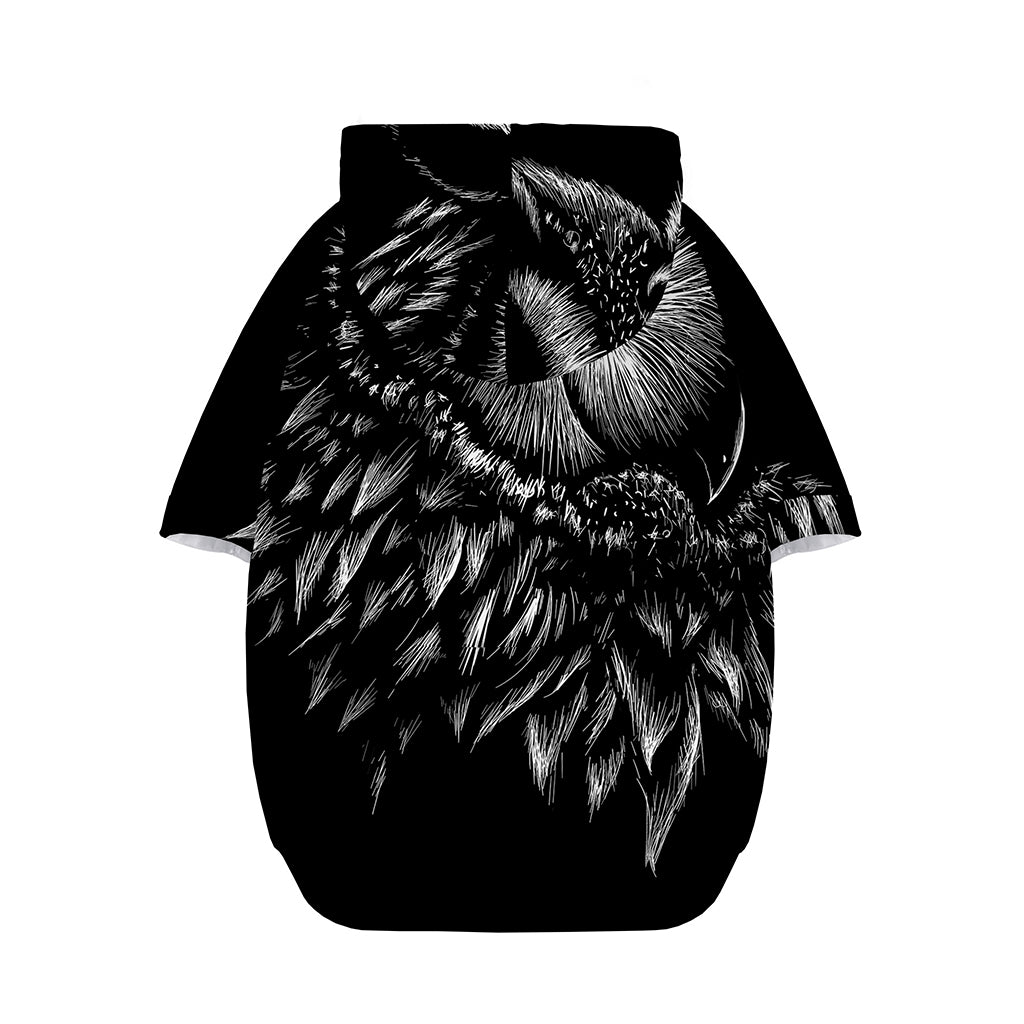 Black And White Owl Print Dog Zip Up Hoodie