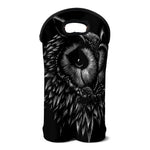 Black And White Owl Print Double Neoprene Wine Tote