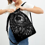 Black And White Owl Print Drawstring Backpack