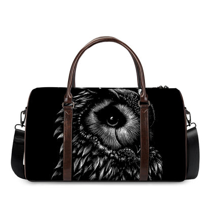 Black And White Owl Print Duffle Bag