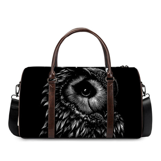 Black And White Owl Print Duffle Bag