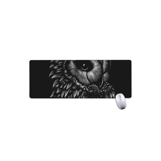 Black And White Owl Print Extended Mouse Pad