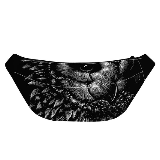 Black And White Owl Print Fanny Pack