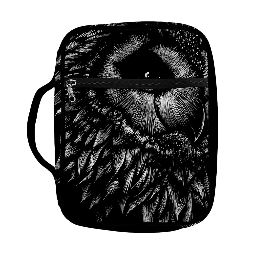Black And White Owl Print Front Pocket Bible Bag