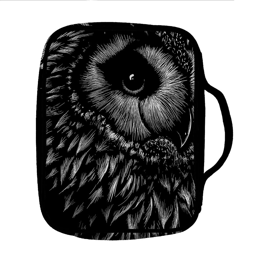 Black And White Owl Print Front Pocket Bible Bag