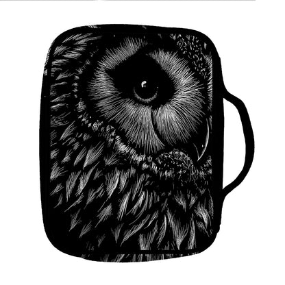 Black And White Owl Print Front Pocket Bible Bag