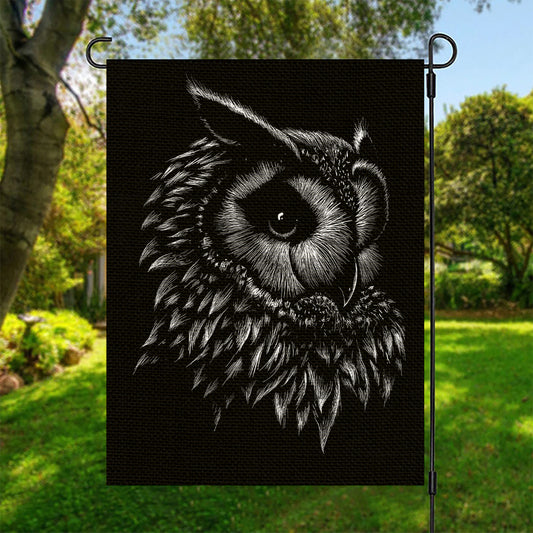 Black And White Owl Print Garden Flag